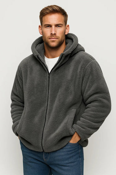 Dark Grey teddy fleece hoodie - Beaulin Paris