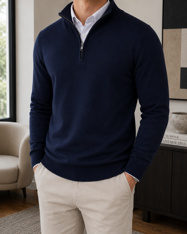 Navy Knit Sweater - Beaulin Paris