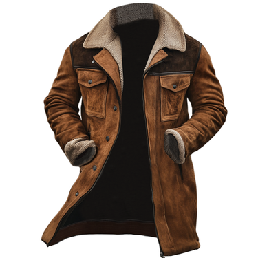 Brown shearling-look coat - Beaulin Paris