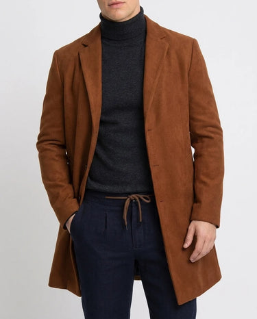 Beaulin Paris Manteau Homme à Col Cranté Marron - detail