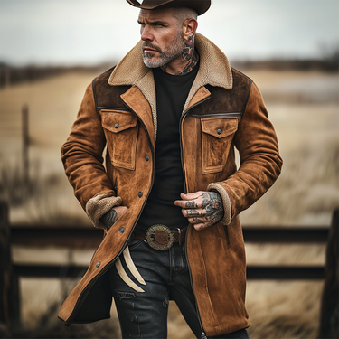 Brown shearling-look coat - Beaulin Paris