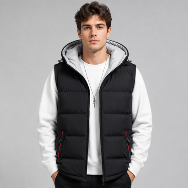 Black hooded gilet - Beaulin Paris