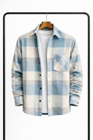 Light Blue check overshirt - Beaulin Paris