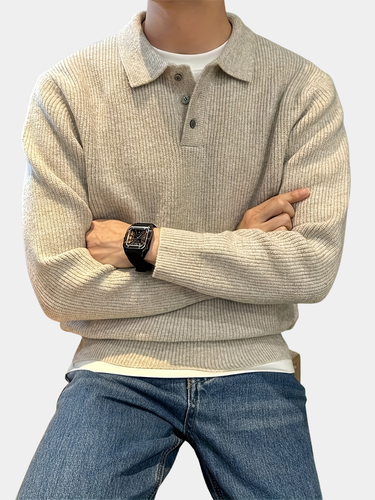 Beige ribbed polo - Beaulin Paris