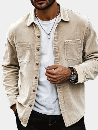 Beige corduroy overshirt - Beaulin Paris