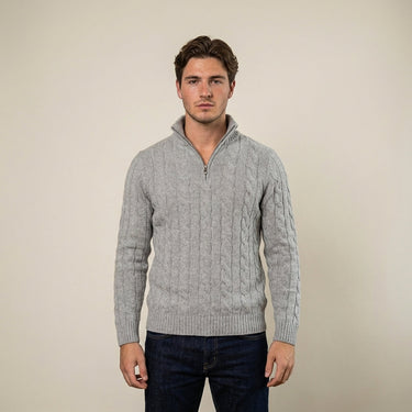 Grey cable knit sweater - Beaulin Paris