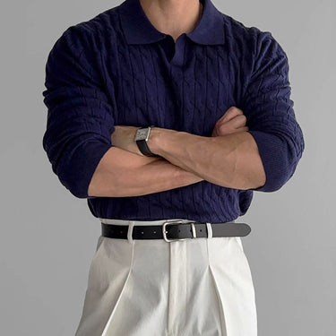 Navy polo sweater - Beaulin Paris