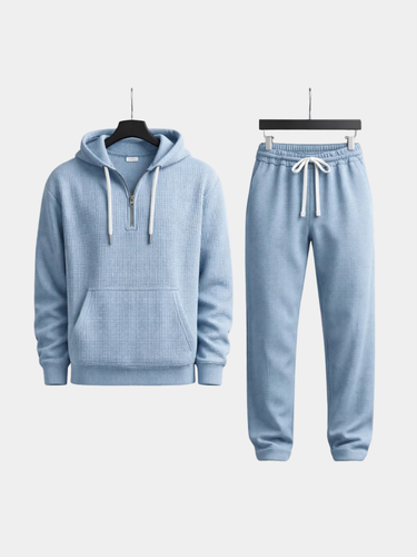 Light Blue waffle knit set - Beaulin Paris