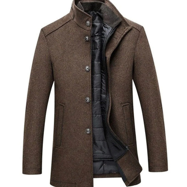 Light Brown stand collar overcoat - Beaulin Paris
