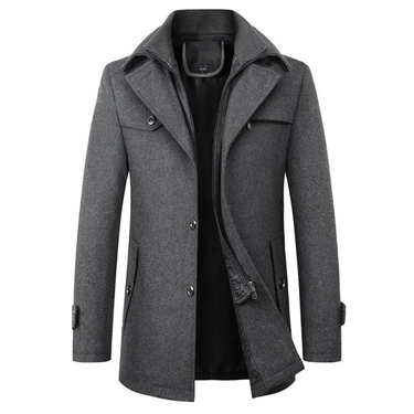 Grey large collar overcoat - Beaulin Paris