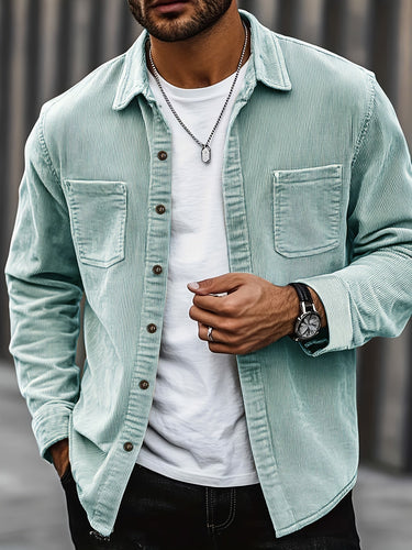 Light Green corduroy overshirt - Beaulin Paris