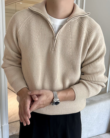 Men's Arcachon Zip-Up Shawl Collar Sweater — Beaulin Paris
