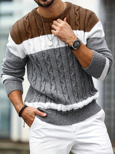 Brown colour block sweater - Beaulin Paris