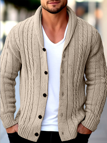 Beige shawl collar cardigan - Beaulin Paris