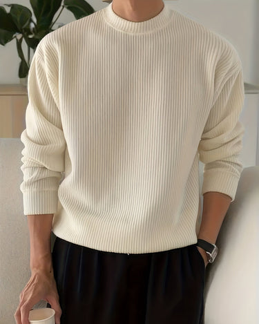 Men's Cream Crew Neck Sweater — Beaulin Paris