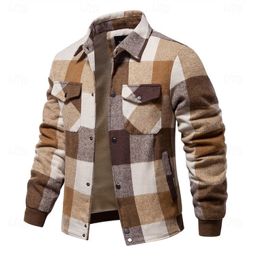 Khaki check overshirt - Beaulin Paris