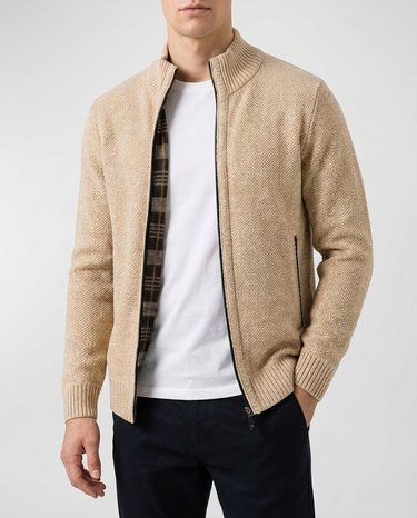 Pull Homme Doublé Zip Intégral Col Montant