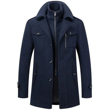 Navy stand collar coat - Beaulin Paris