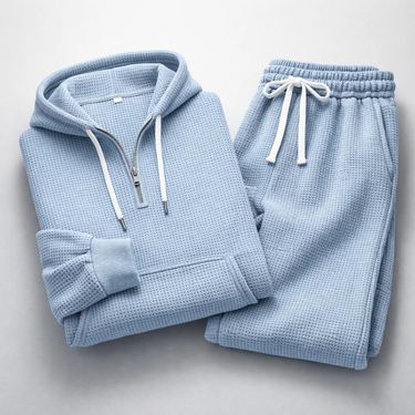 Light Blue waffle knit set - Beaulin Paris