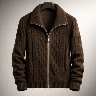 Dark Brown zip cardigan - Beaulin Paris