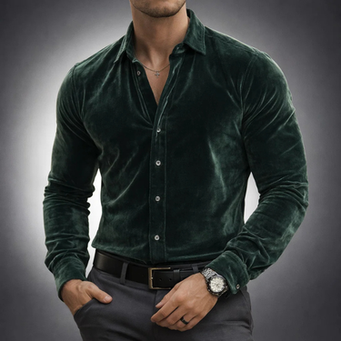 Dark Green velvet shirt - Beaulin Paris