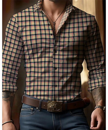Khaki plaid shirt - Beaulin Paris