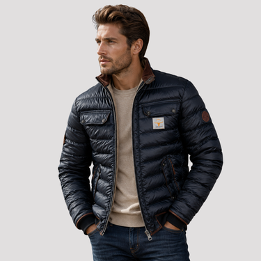 Navy bomber jacket back view - Beaulin Paris