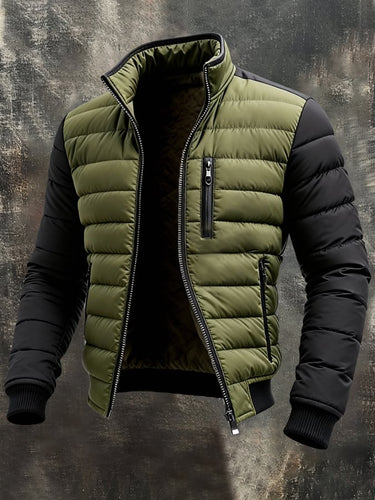 Khaki Quilted Jacket - Beaulin Paris