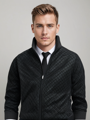 Black waffle knit cardigan - Beaulin Paris