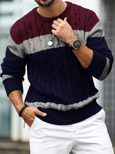 Burgundy colour block sweater - Beaulin Paris