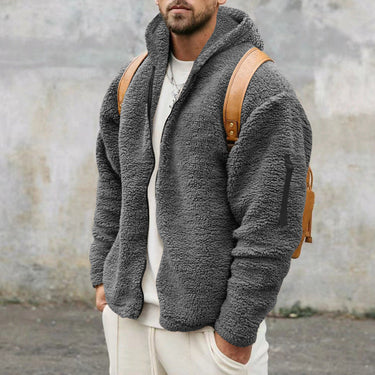 Dark Grey sherpa fleece jacket - Beaulin Paris