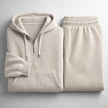 Light Blue waffle knit set - Beaulin Paris