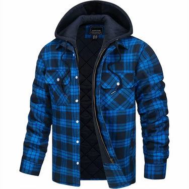 Blue hooded flannel jacket - Beaulin Paris