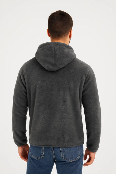 Dark Grey teddy fleece hoodie - Beaulin Paris