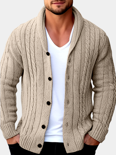Beige shawl collar cardigan - Beaulin Paris