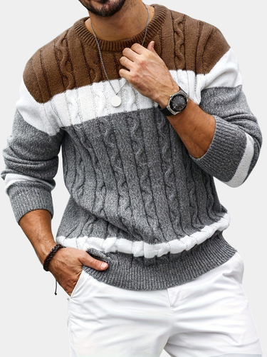 Brown colour block sweater - Beaulin Paris
