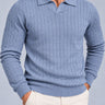 Light Blue cable knit polo - Beaulin Paris