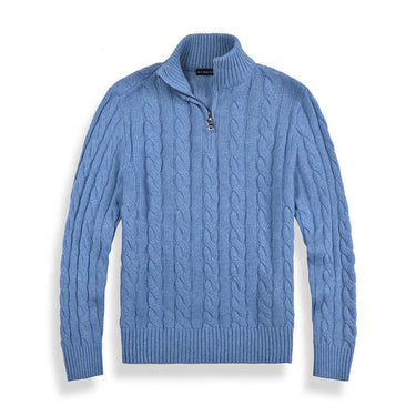 Blue cable knit sweater - Beaulin Paris