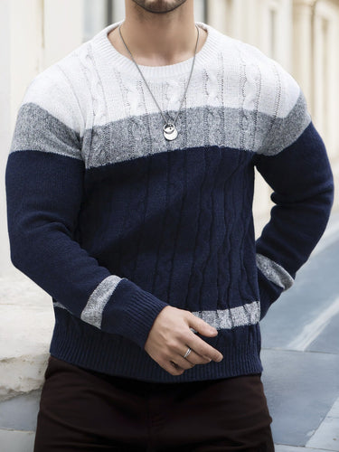 Navy colour block sweater - Beaulin Paris