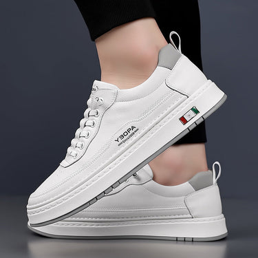 White leather effect sneakers - Beaulin Paris