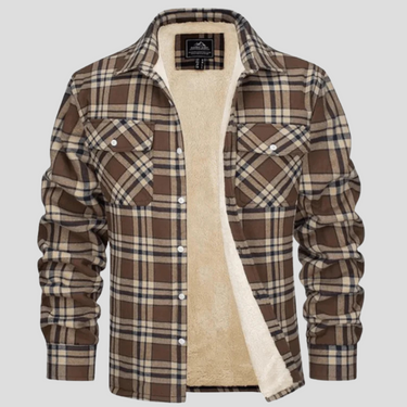 Khaki lined overshirt - Beaulin Paris