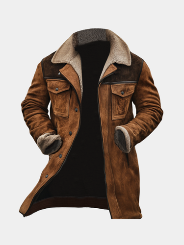 Brown shearling-look coat - Beaulin Paris