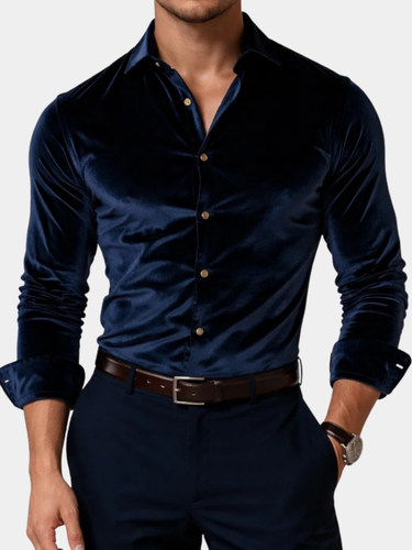 Navy velvet shirt - Beaulin Paris