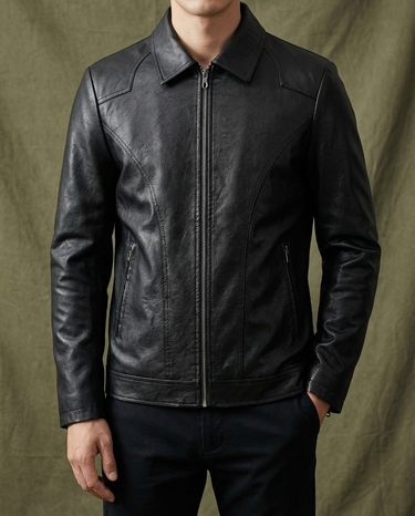 Black leather-look jacket detail - Beaulin Paris
