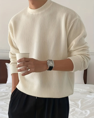 Men's Cream Crew Neck Sweater — Beaulin Paris