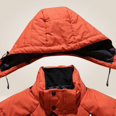 Orange puffer jacket detail - Beaulin Paris