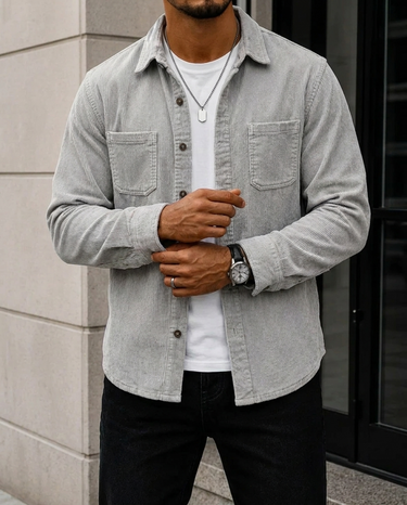 Veste Homme Velours Côtelé à Boutons