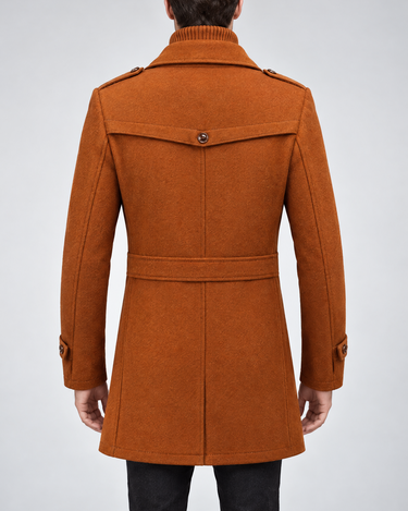 Beaulin Paris Manteau Homme Style Officier Orange - vue de dos