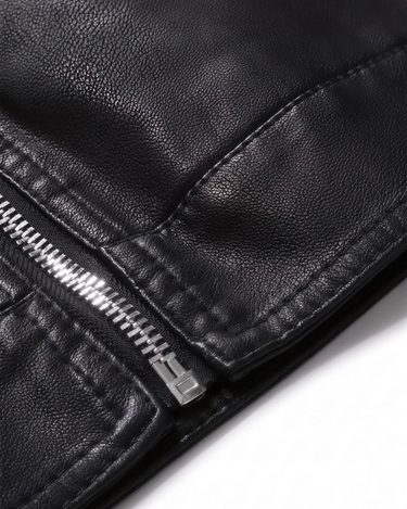 Black biker jacket detail - Beaulin Paris