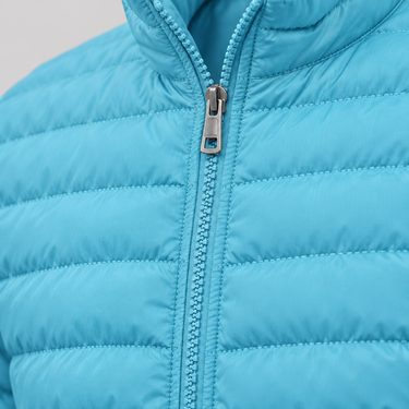 Light Blue puffer jacket detail - Beaulin Paris